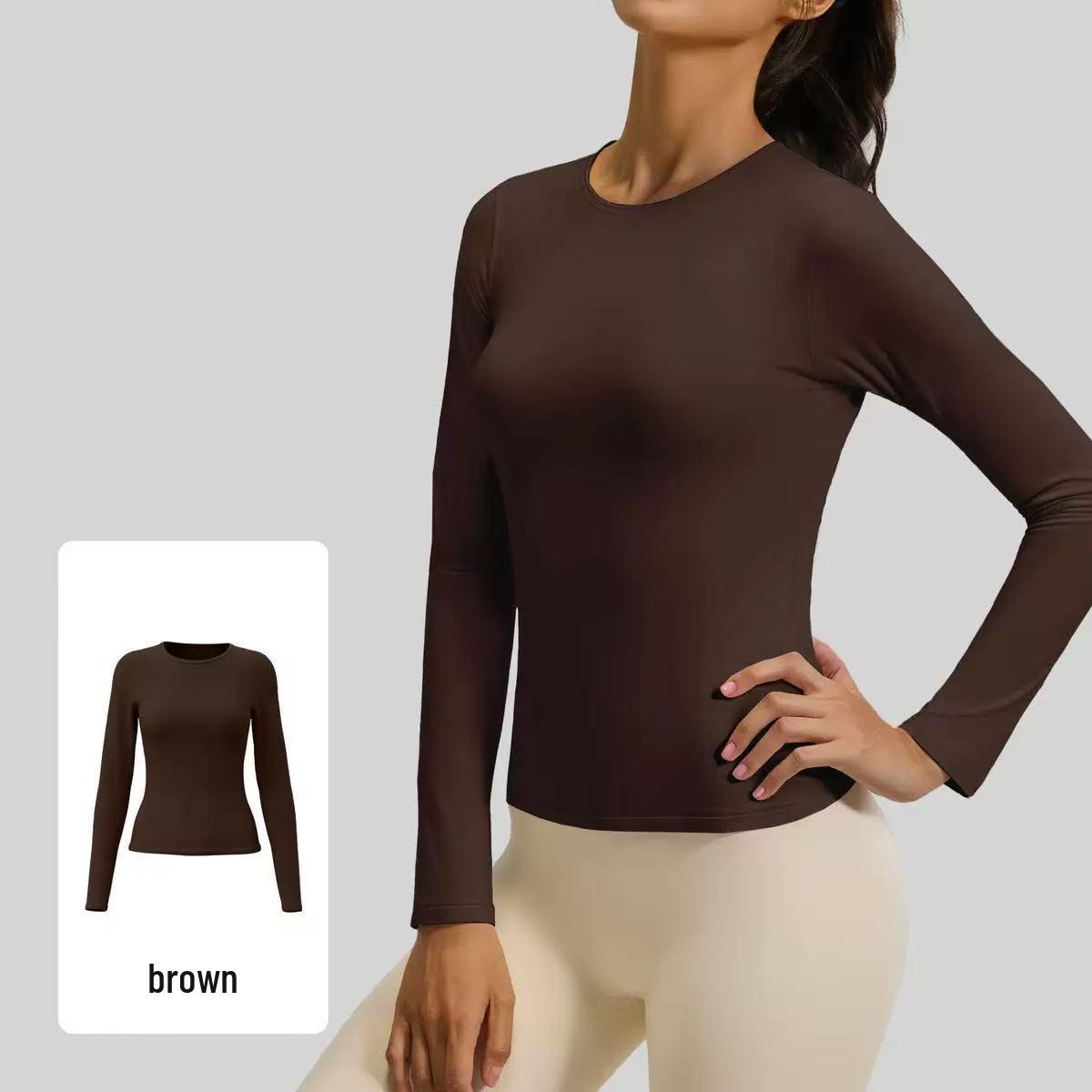 

Весна 2026 Жіночий обтислий топ для йоги з довгим рукавом Nude Feel M кавовий