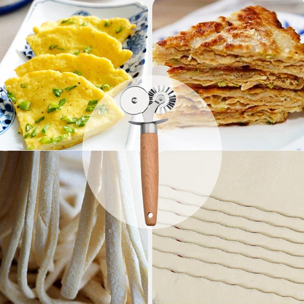 Stainless Steel Pastry Wheel Cutter Double Roller Pasta Cutter Wheel Ravioli Cutter Wheel Kitchen