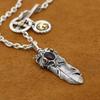 S925 Sterling Silver Smycken Retro Thai Silver Herr Handgjorda Epoxy Flame Eagle Fjäderhänge