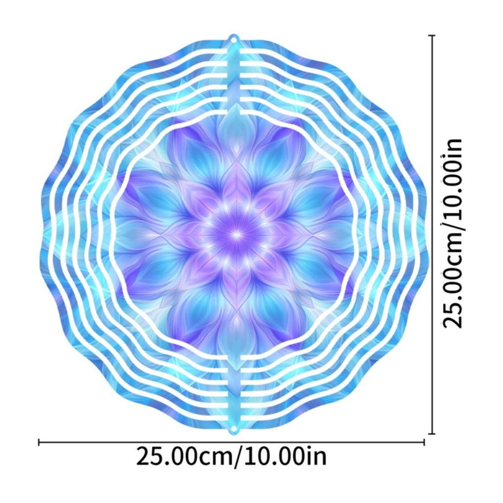 3D Dream Mandala Flower Pattern Wind Changer - Metal Kinetic Garden Decoration, Colorful Rotating Metal Hanging Ornament, Outdoor Wind Chime