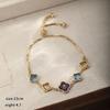 Elegant Geometric Crystal Bracelet Women 18K Gold Plated Copper With Glass Crystals Clover Shape Lightweight Luxury Daily