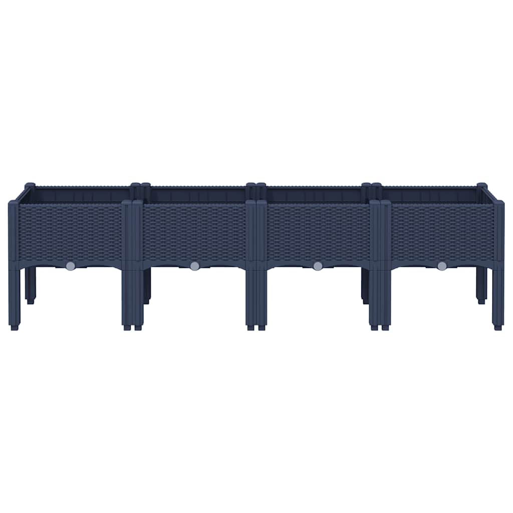 Planter with Legs Blue Grey 160 x 40 x 42 cm PP