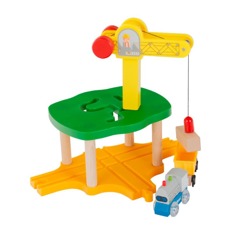 Wooden Train Track Accessories Tower Crane Compatible with Thomas Brio Track All Major Brand Railway Track