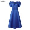 ZANZEA Women Casual V-Neck Summer Short Sleeve A-line Dress