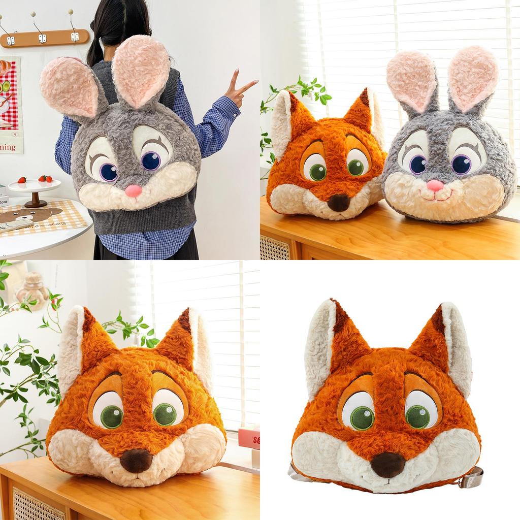 Zootopia Nick And Judy Plush Backpack With Pp Cotton Fill For Kids And Teens