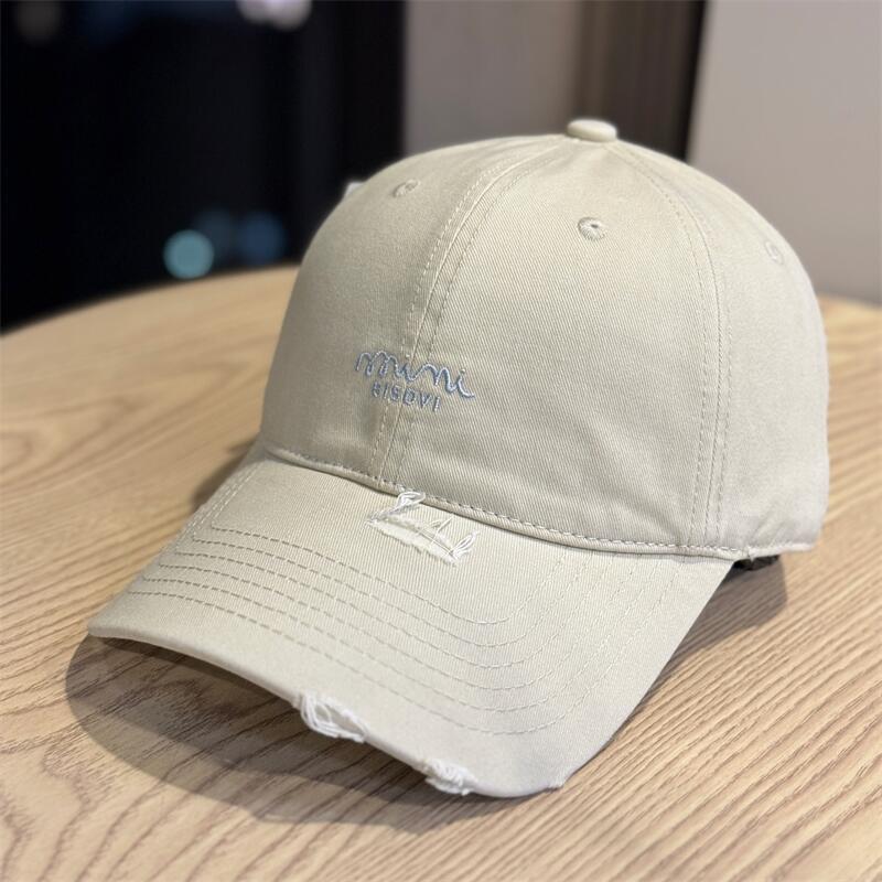 New Letter Embroidered Baseball Cap Women's Spring and Summer Wide Brim Big Face Showing Face Small Cap Big Head Circumference Hat