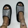 Fashion 2025 Women's New Women's Shoes with Diamond Face, Thin Flash Thick Bottom Slippers Sandals Outdoor Beach Slippers 36-45