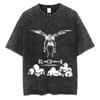 Harajuku Retro Washed T-shirt Anime Graphic Printed T-shirt Oversized Fashionable Streetwear Unisex T-shirt