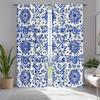 2pcs Traditional Mexican Floral Talavera Curtains   Polyester Semi-Sheer Panels   Machine Washable   Rod Pocket Hanging   Woven Fabr