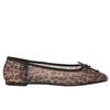 Fashion Cozy Mesh Leopard Print Ballet Flats Women Sexy Round Toe Bow Decoration Brand Designer Shoes Fashion Soft-sole Mary Jane Shoes