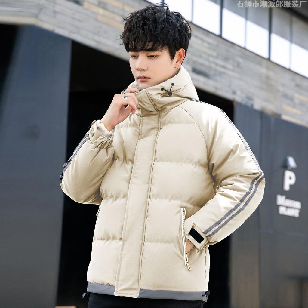 Padded clothes men's winter new padded jacket two bars short bread clothes windproof, waterproof and warm thickened hooded padded clothes