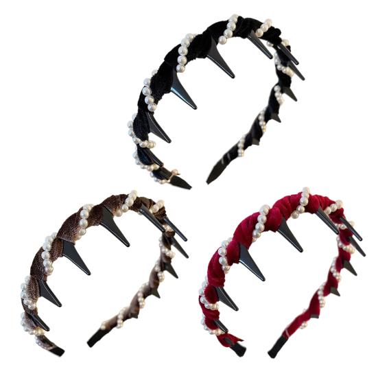 Elegant Faux Pearl Headband Vintage Fluffy Hair Hoops Fashion Hair Accessories for Parties And Weddings