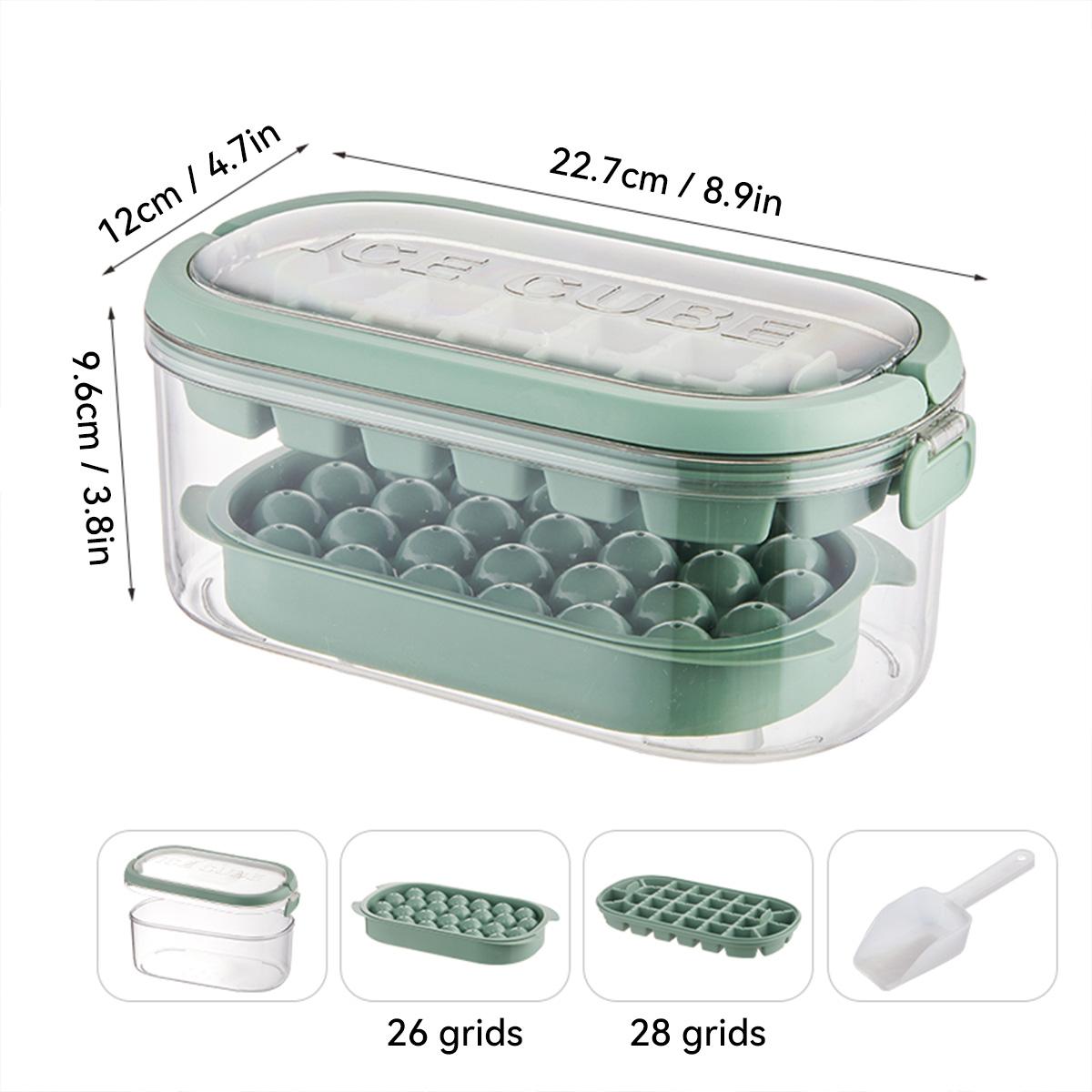 

WORTHBUY Пластиковый лоток для льда с крышкой, многоразовый, двухслойный набор форм для льда, форма для ледяных шариков для холодильника, устройство для изготовления кубиков льда для бара зелёный