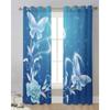 Flower Butterfly Blue Sheer Drapes Living Room Window Curtains For Bedroom Kitchen Home Decoration Curtain Panels
