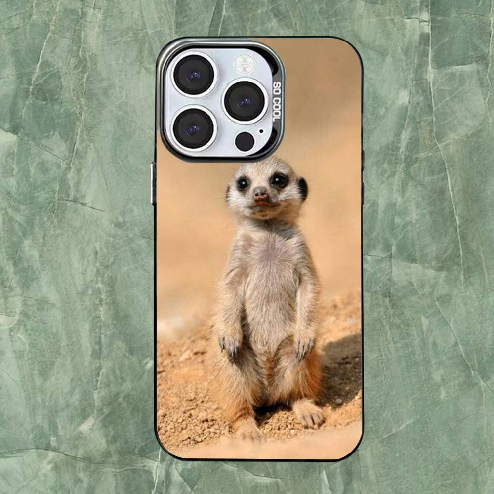 

Cute Baby Meerkat Phone Case For iPhone 16,15,14,13,12,11,Mini,Pro,SE,MAX Black Matte Shockproof Cover iPhone13mini