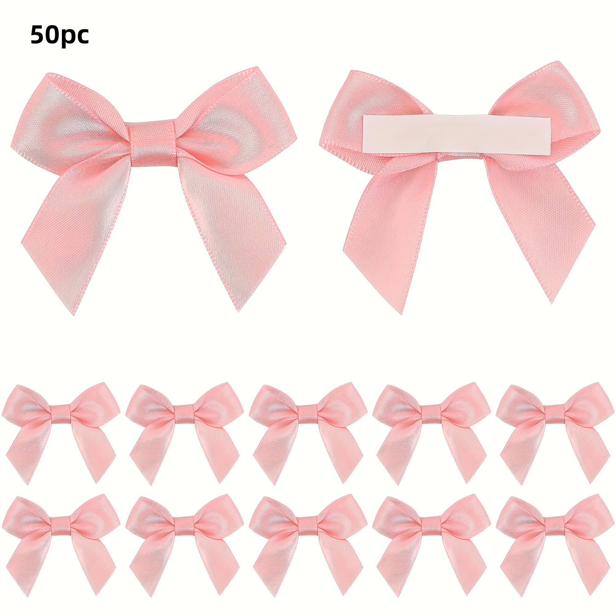 

2,5-дюймовый 50-шт Самоклеящийся ленточный бант с лентой, для упаковки подарков, Готовый ленточный бант на двустороннем скотче, для изготовления поделок 50pcs розовый