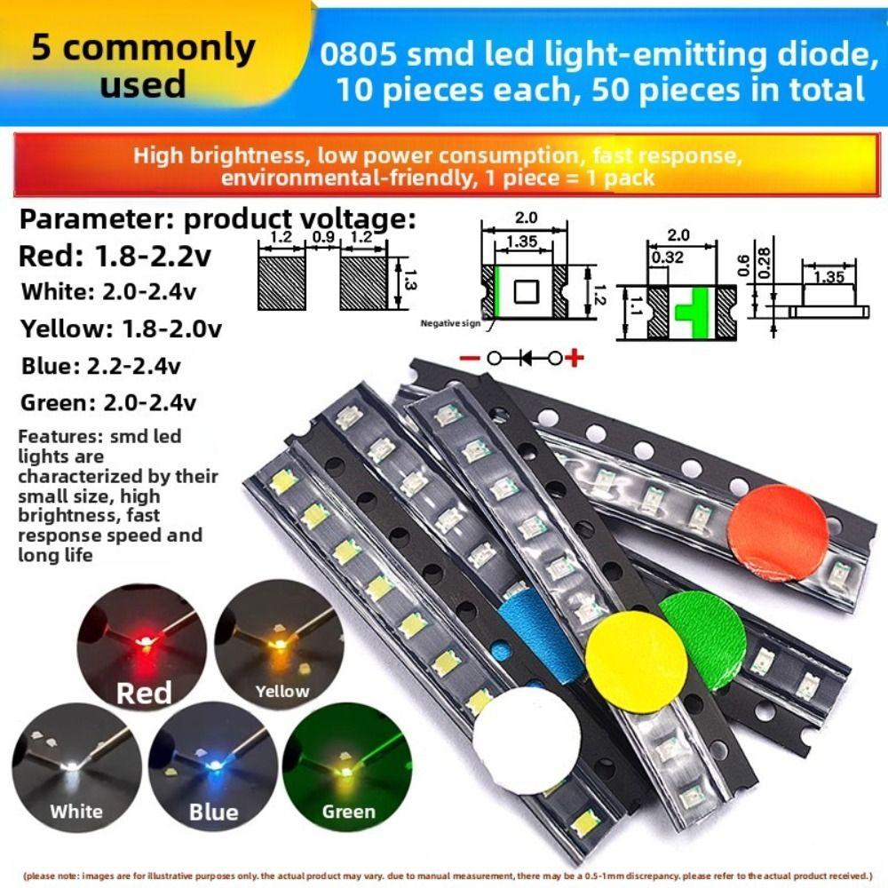 20pcs/50pcs Professional 0805/0603 SMD SMD LED Diode RGB Multi-Color SMT Lamp DIY LED Chip Electronic Projects
