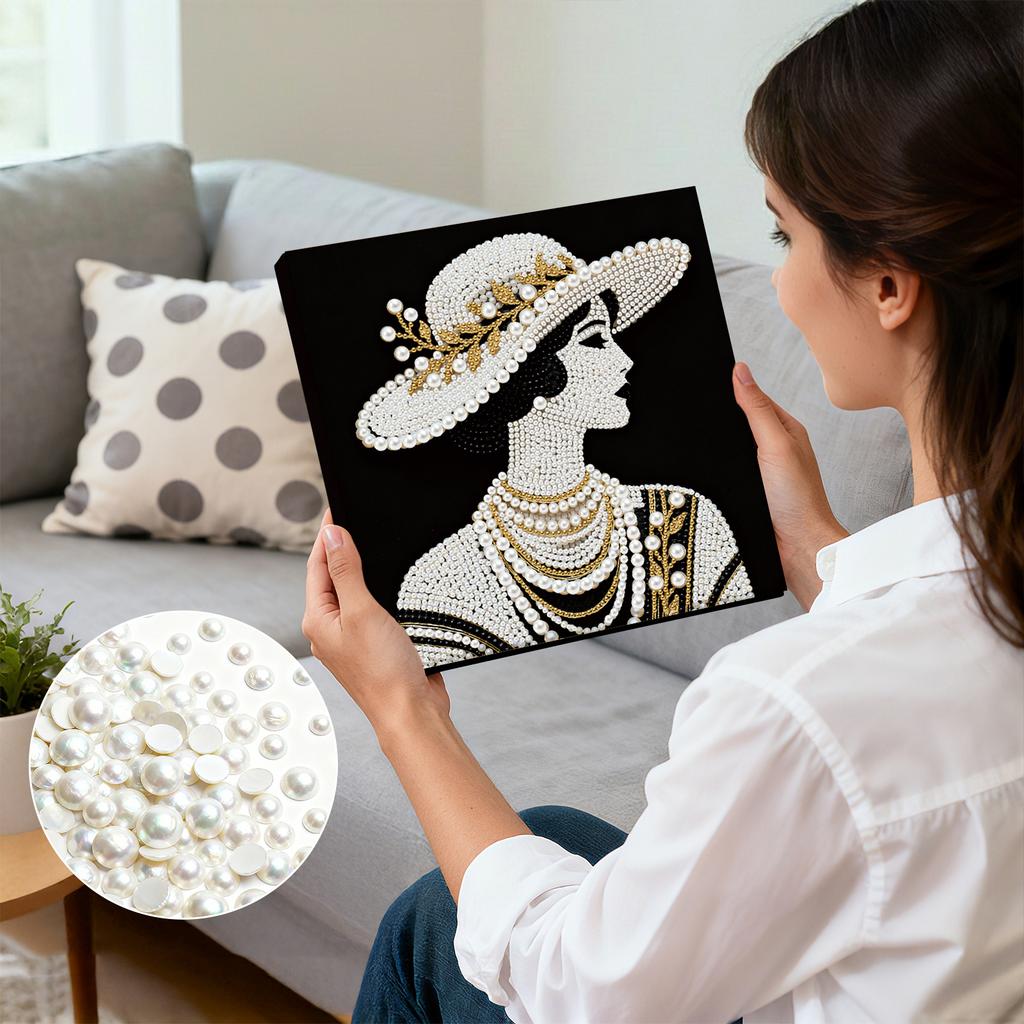 DIY Pearl Gem Art Diamond Painting Kits for Adults/Beginners Gift Home Decor Diamond Dots Paintings Picture Arts Craft 25x25cm