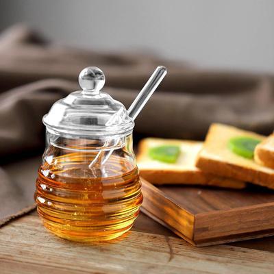 1Set Glas Waben Tank Honig Lagerung Container Mit Löffel Und Deckel Honig Flasche Für Home Hochzeit Party Küche Werkzeuge