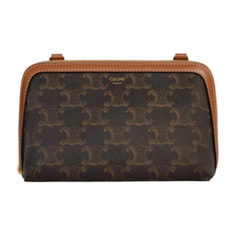 Celine Women's Brown Cuir Triomphe Monogram Classic Print Shoulder Bag Shoulder Bag 10E382cbx-04Lu