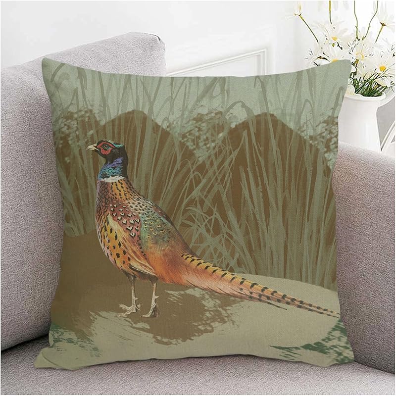 Bird Flower Decorative Pillow Covers 18x18 Linen Outdoor Square Pillow Case Cushion Cover for Sofa Couch Bedroom