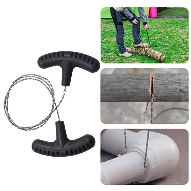 Multi purpose mini pocket saw wire saw stainless steel hand pulled wire saw rope outdoor camping survival equipment saw