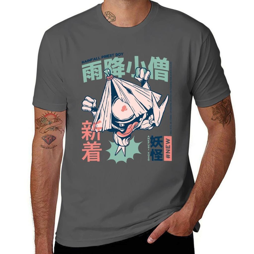 Amefurikozo Japanese Yokai Tshirt Novelty Print Casual Tee Shirt