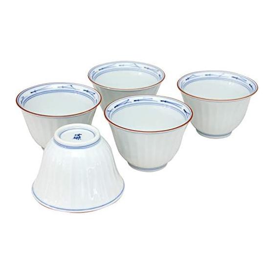 Hasami ware Korin kiln Uchimatsuba chrysanthemum carving Sencha bowl set 52511