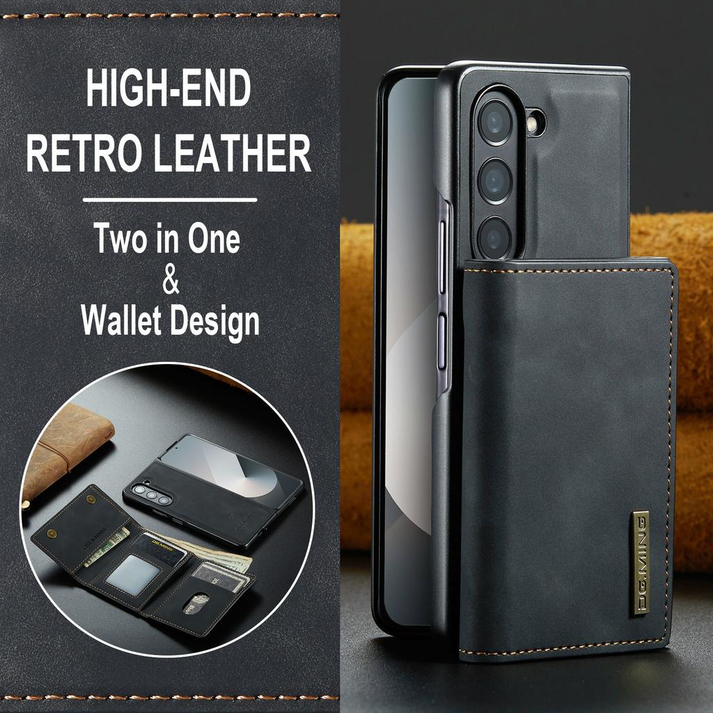 Funda DG.MING Serie M1 para Teléfono Samsung Galaxy Z Fold6 5G, Cubierta Trasera de PU + TPU + PC con Cartera Plegable Magnética y Soporte