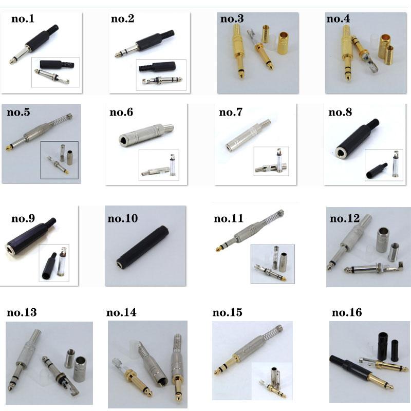 6.35mm 6.5mm Audio Male Female Mono Stereo Solder Connector Plug Socket 2 3 Pole Gold Plated Metal Amplifier Mic Converter