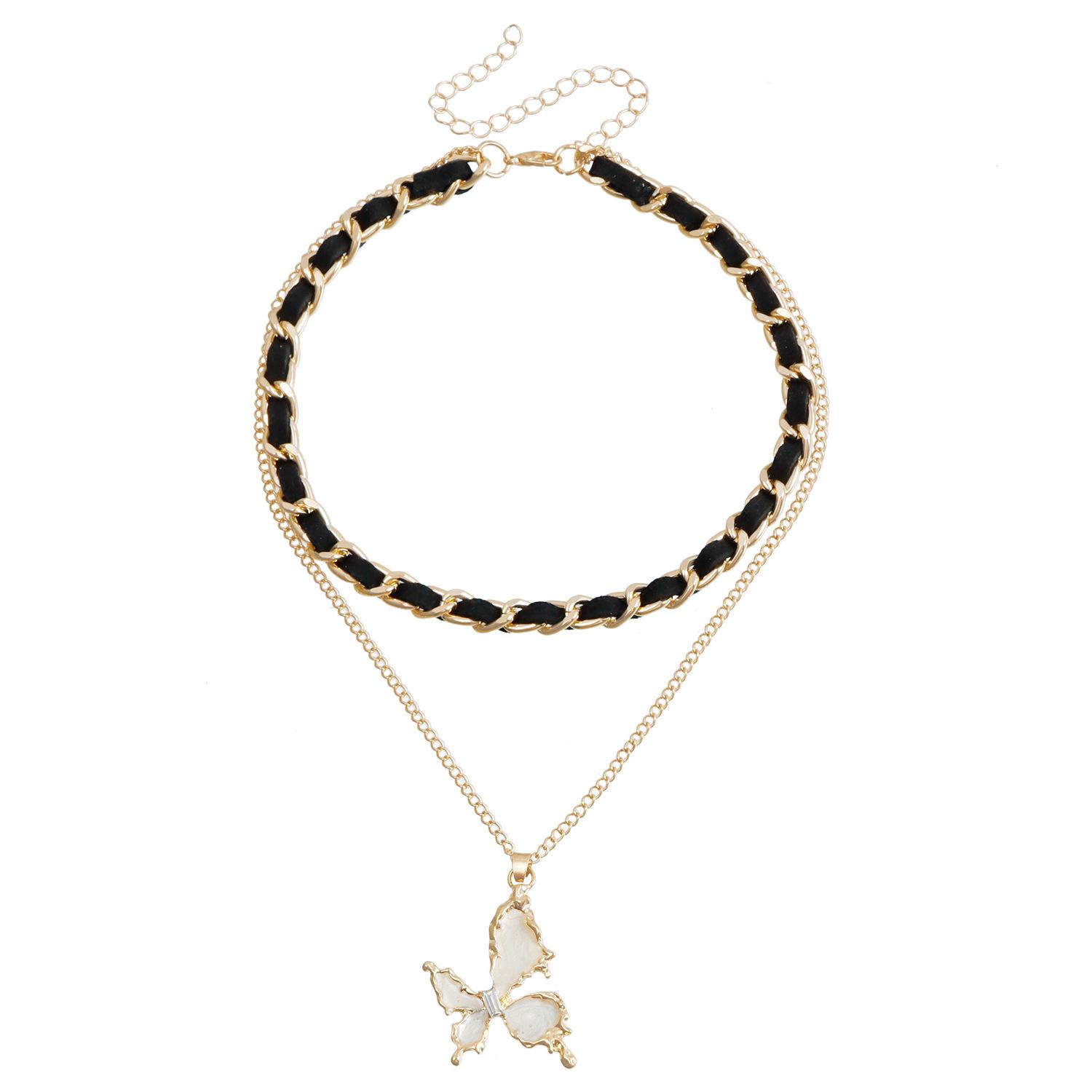 

European and American jewelry ins sweet cool wind cross also starfish butterfly element collarbone chain choker necklace female