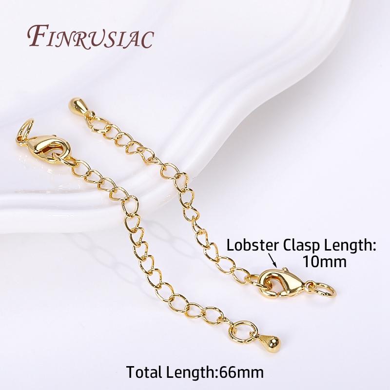 10/12mm Lobster Clasps Extension Chain,Rhodium/ 18K Real Gold Plated Brass 66mm Extension Tail Chain DIY Jewelry Making Findings