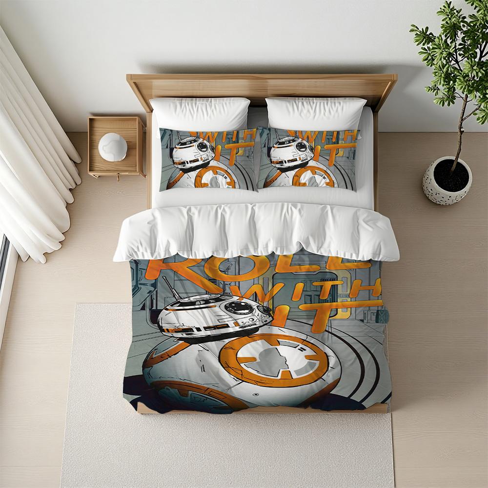 Bb-8 S-Star W-Wars Duvet Cover Set Home Style Bedding Soft Laundry Cotton Bed 3 Piece Set Student Dormitory Gift
