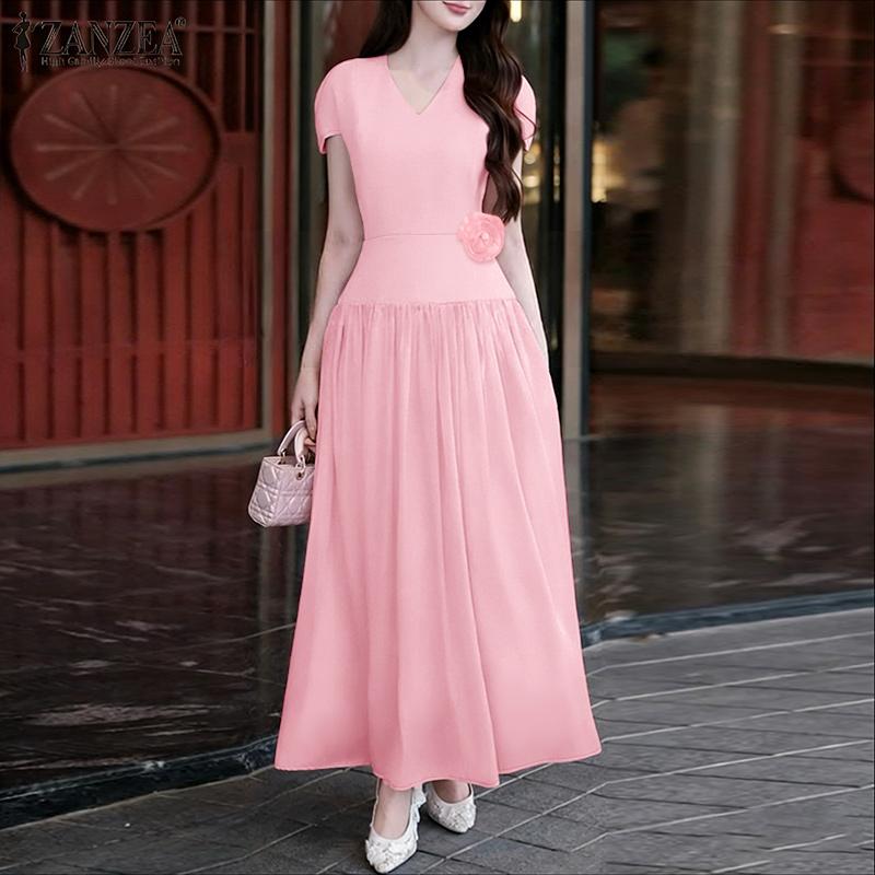 ZANZEA Women CasuaL V-Neck Summer Short Sleeve Dress