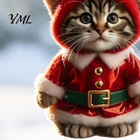 Cute Kitten Holiday Gifts Santa Cat Christmas Ornament, Acrylic Car Mirror Hanging Decor with Lover Presents Reindeer Antlers, 2D Bag Charm