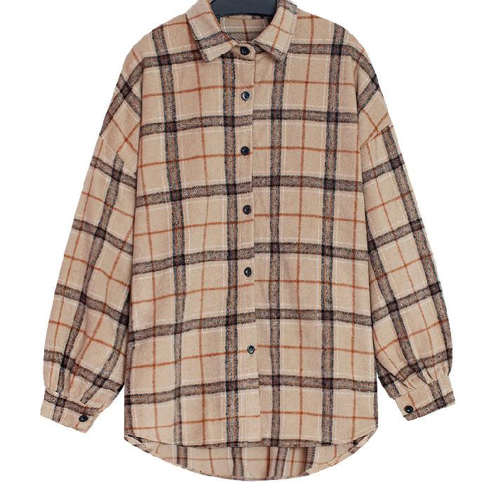 Korean Version of The Retro Wild Plaid Shirt Female Student Loose Lazy Style Long-sleeved Jacket Tide
