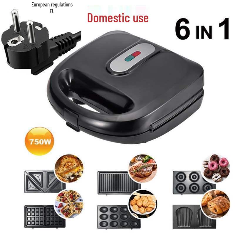6-in-1 Sandwich and Waffle Maker - Panini, Toast, Bread & Breakfast Machine