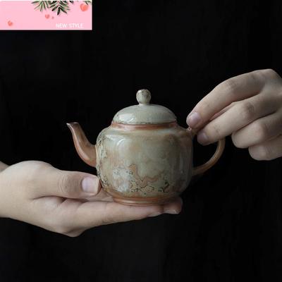 Japanische Tusche Holzgebrannte Porzellan-Teekanne Retro Steingut Gelehrtenkanne Chinesische Tee-Aufbrühkanne Teezeremonie Zubehör Handwerk