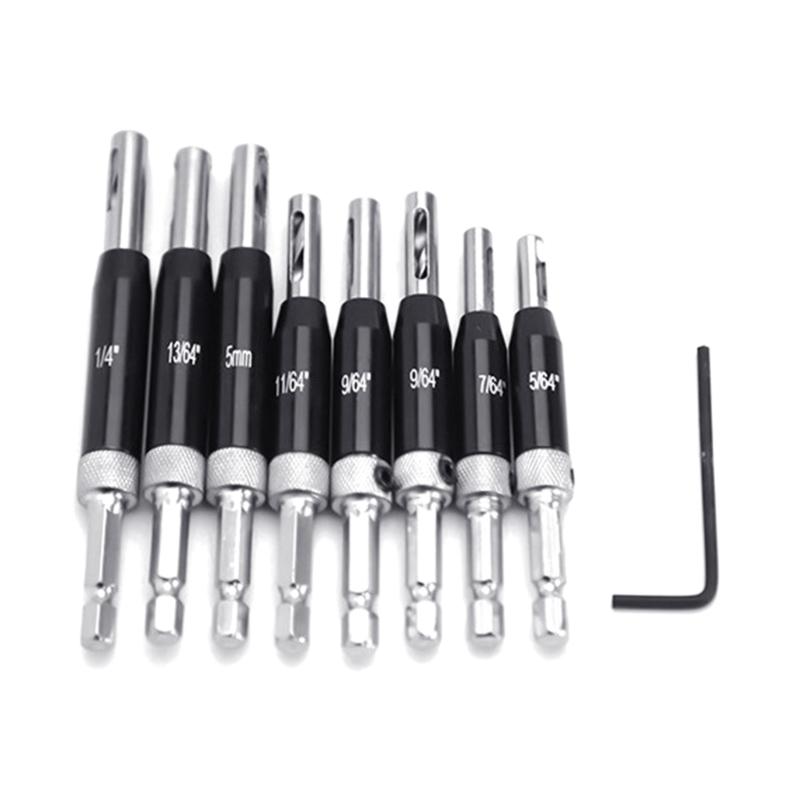 Self Centering Drill Bit set Includes Hex Key & Spare Bits Comprehensive Drill Bit Assortment for Cabinet & Door Hinges