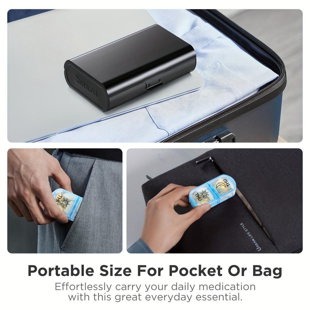 Weekly Pill Organizer 2 Times A Day, Portable Week Twice Pill Holder Container, AM PM Pill Case for Medicine Vitamin Medication Supplement