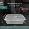 1500ml Rectangular Disposable Food Containers with Lids, 150-Pack