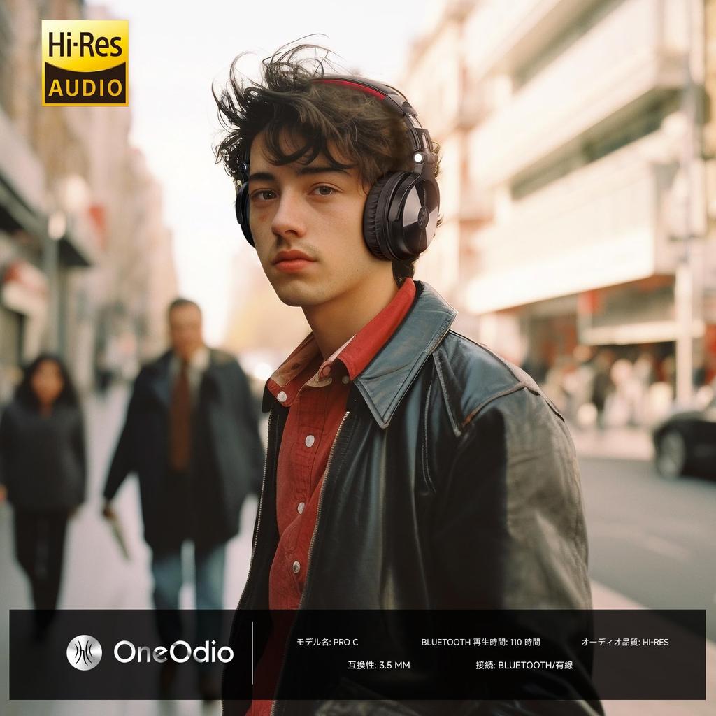 OneOdio Pro C Wireless Up To 110 Hours Continuous Deep Multipoint Headphones, Playback, Bass, Connectivity, Built-in Microphone, Black/Red