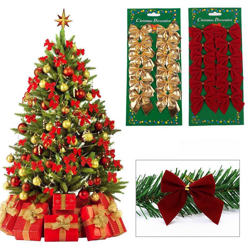 Christmas Tree Decorations Christmas Decoration Bow Christmas Bow Christmas Gifts 12 Pieces Of Garland DIY Matching Materials