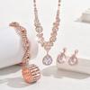 Nuova moda oro oro rosa set di gioielli da sposa zircone tre pezzi collana orecchini bracciale