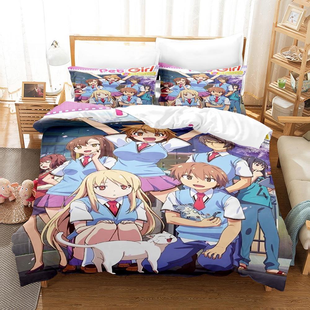 3D Kawaii Girls The Pet Girl Of Sakurasou Bedding Set Single Twin Full Queen King Size Bed Set Adult Kid Bedroom Duvetcover Sets