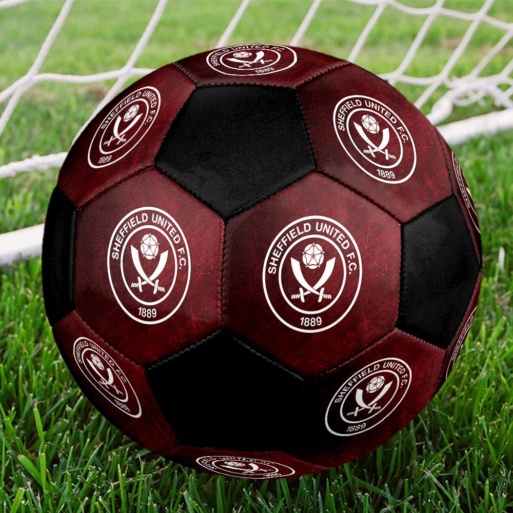Sheffield United F.C. Pallone da Calcio Colorato Per Tutte le Età Cucito a Macchina PVC Pronto per la Competizione Resistente Ad Alto Rimbalzo.TAGLIA5