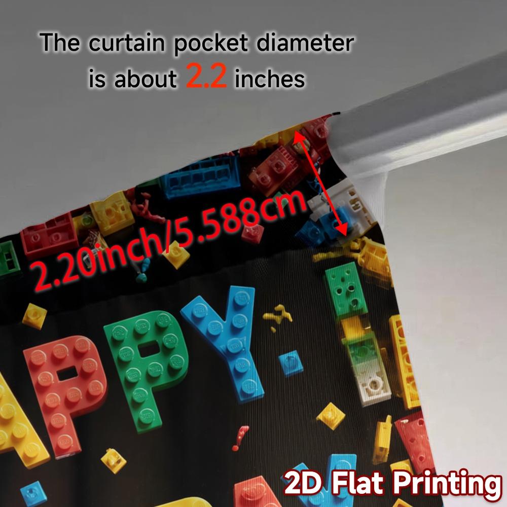 2pcs   2D FLAT PRINTING Curtains (Without Rod) Birthday Blocks(1) Chic Curtains&Window Treatment Machine Washable Fabric Curtains