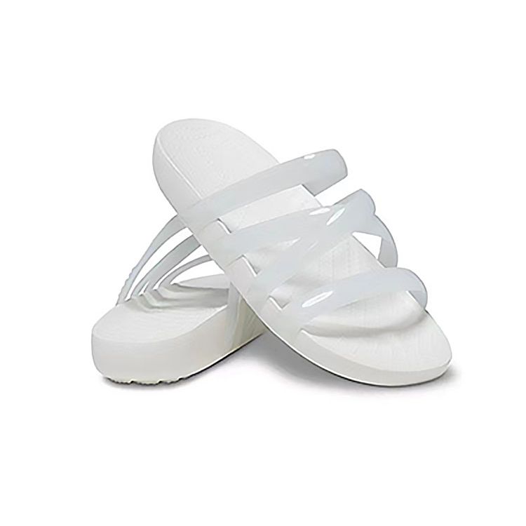 Crocs Sandali Ciabatte da Donna con Punta Aperta, Slip-On, Suola in Gomma, Asciugatura Rapida, Antibatterici, Bianco 208537-100
