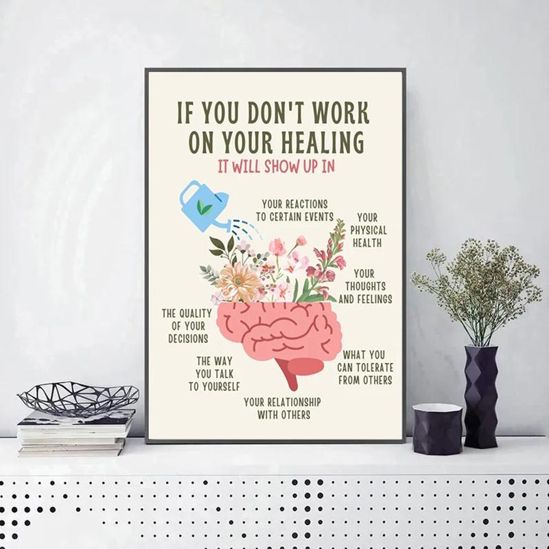 Healing Brain Art Poster We All Think Differently Canvas Painting Neurodiversity Psychologist Wall Art Picture Office Home Decor