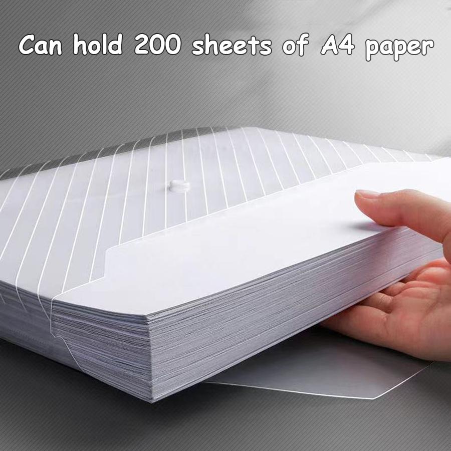 10 stk A4 Gjennomsiktig Dokumentoppbevaringspose med Trykknappstil Daglig Kontor Filsortering Organiseringsmappe Stor Kapasitet Filposer